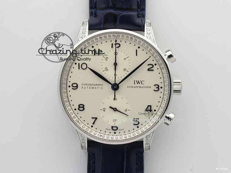 MIROTIME 0705 Portuguese IW3714 Diam ZF V2 1:1 Best Edition White Dial Blue Makers On Blue Leather Strap A79350 (Slim Movement) Stylish 7248
